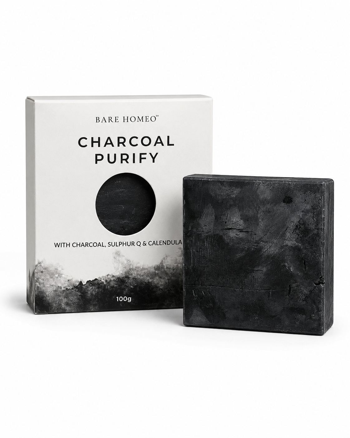 Bare Homeo Charcoal Purify Bath Bar | Activated Charcoal Glycerin Soap | 100 g